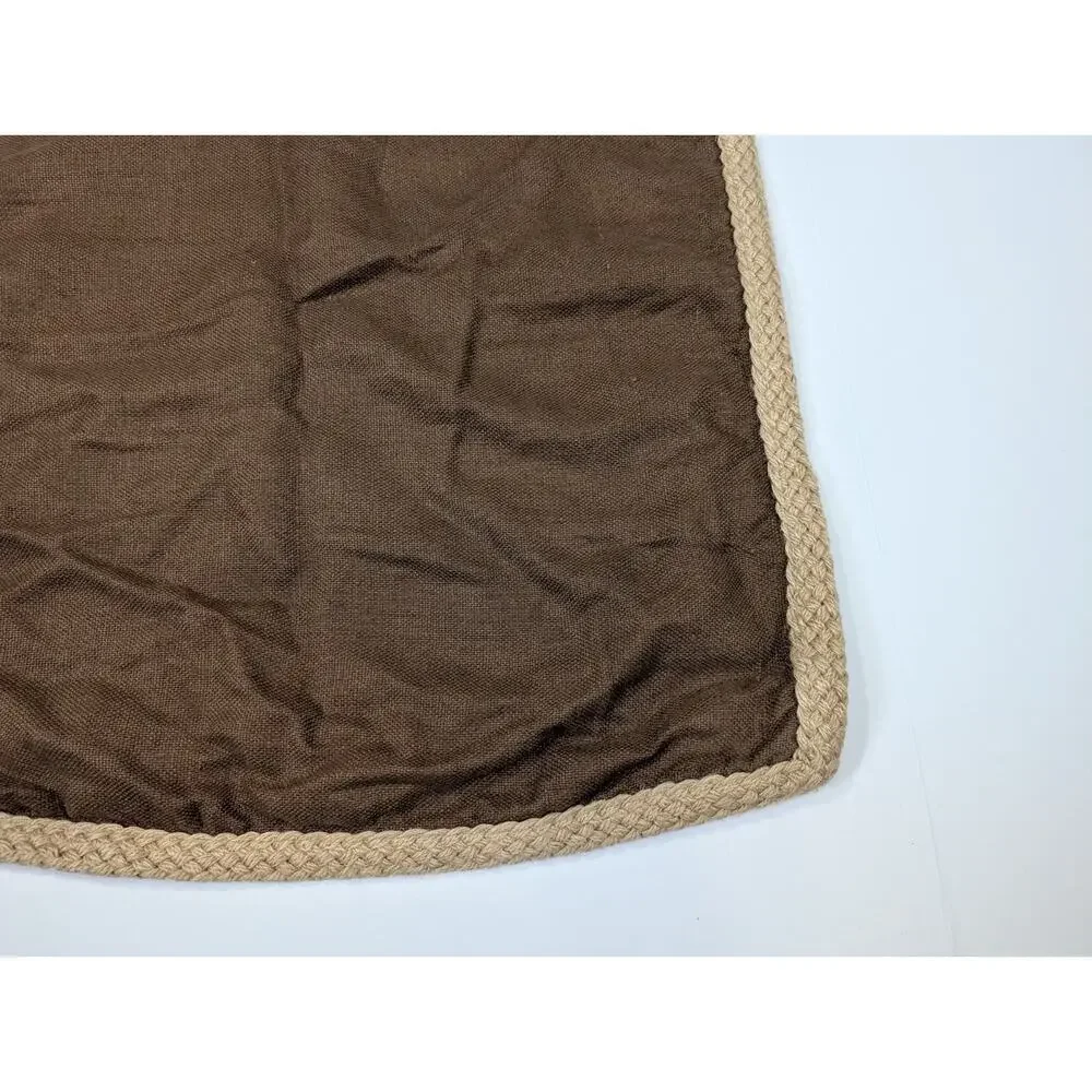 Pottery Barn Pillow Cover Brown Linen Tan Jute Trim 20 x 20 Throw Accent